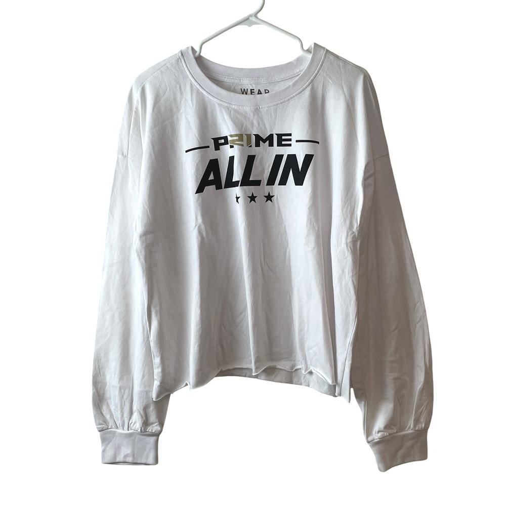 WEAR Erin Andrews Prime All In Tee Womens XL White NEW Graphic Long Sleeve